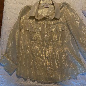 Gretchen Scott Sheer Gold Blouse Size S